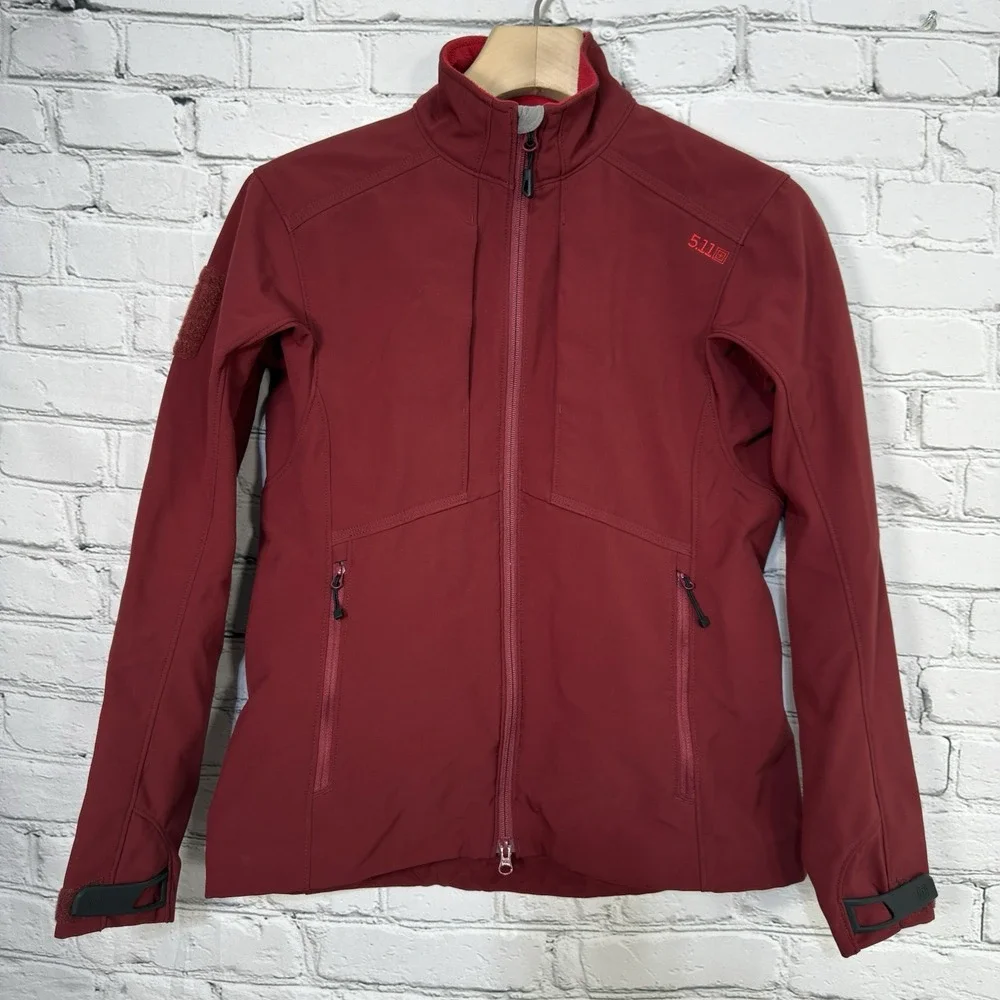 5.11 Tactical Women's Sierra‎ Softshell Jacket S Code Red Full Zip Fleece Lined